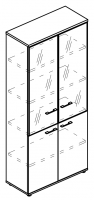 Шкаф со стеклянными дверьми в алюминиевой рамке (топ ДСП) МР 9480