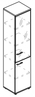 Шкаф узкий стеклянные дери в рамке правый (топ ДСП)  МР 9486