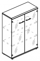 Шкаф средний со стеклянными прозрачными дверьми (топ МДФ)  МР 9366