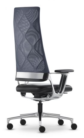 Кресло руководителя Connex 2 mesh с высокой сетчатой спинкой натуральная кожа / графит 4806