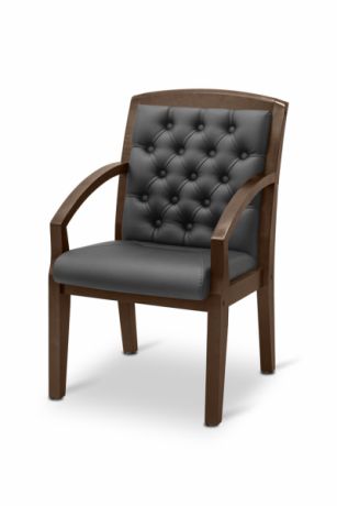 Кресло посетителя Граф с утяжкой экокожа премиум / темно-серая CN1118/ дерево - венге