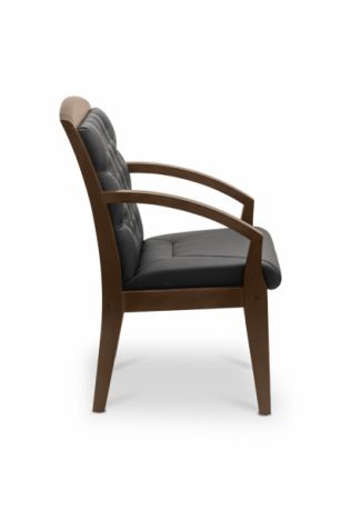 Кресло посетителя Граф с утяжкой экокожа премиум / серо-коричневая CN6/ дерево - орех гамильтон