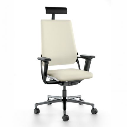 Кресло для руководителя Connex2 со средней спинкой натуральная кожа / серая 4802