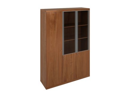 Высокий комбинированный шкаф + узкий глухой гардероб вишня