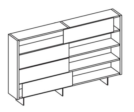 Шкаф книжный с раздвижными створками серый (керамогранит)