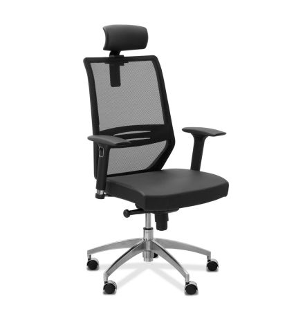 Кресло Aero lux подголовник сетка/экокожа / черная CN1114