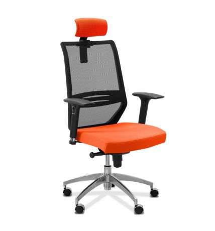 Кресло Aero lux подголовник сетка/ткань TW / черная/ оранжевая