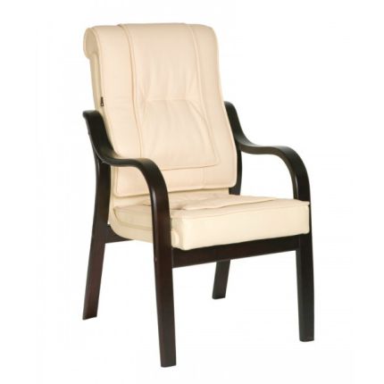 Кресло посетителя Донателло натуральная кожа с компаньоном / белая