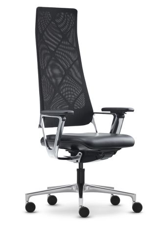Кресло руководителя Connex 2 mesh с высокой сетчатой спинкой натуральная кожа / темно-серая 4801