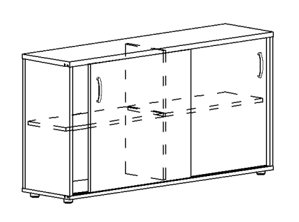 Шкаф-купе низкий (для 2-х столов 70) дуб шамони