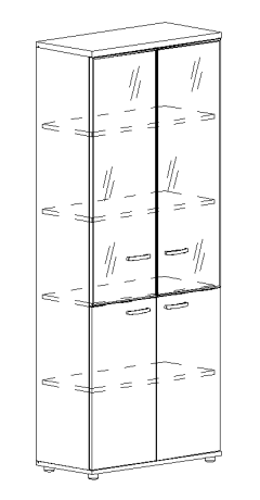 Шкаф для документов со стеклянными дверьми в алюминиевой рамке дуб шамони