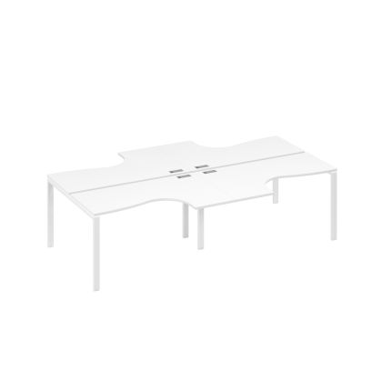 Рабочая станция столы эргономичные (4х140) Классика каркас UNO  белый премиум / металлокаркас белый