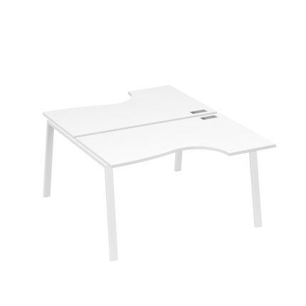 Рабочая станция столы (2х140) эргономичные Классика каркасTRE белый премиум / металлокаркас белый