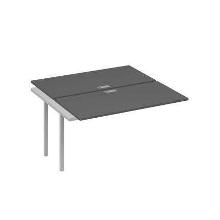 Секция стола станции на каркасе QUATTRO 2х140 антрацит премиум / металлокаркас серый