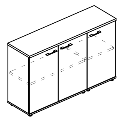 Шкаф низкий комбинированный закрытый (топ ДСП)  вяз либерти / мокко премиум