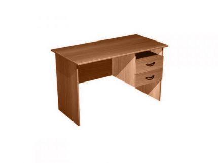 Стол письменный с правой подвесной тумбой 2 ящика + ниша орех