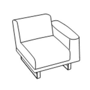 Кресло одноместное с 1-м левым подлокотником натуральная кожа / P01/145