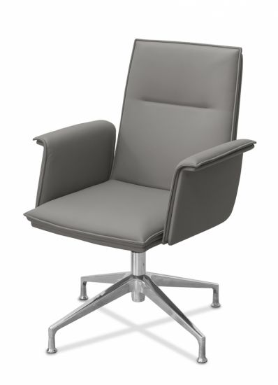 Кресло Лео Л HX4 без колес серо-коричневая CN6