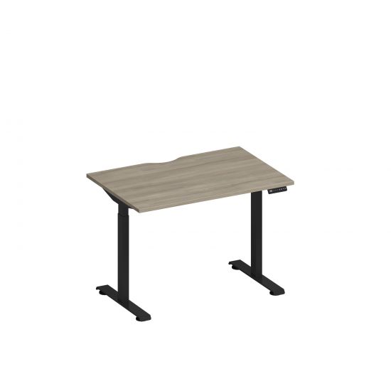 Стол письменный на электроприводе с вырезом вяз либерти/ черный гладкий