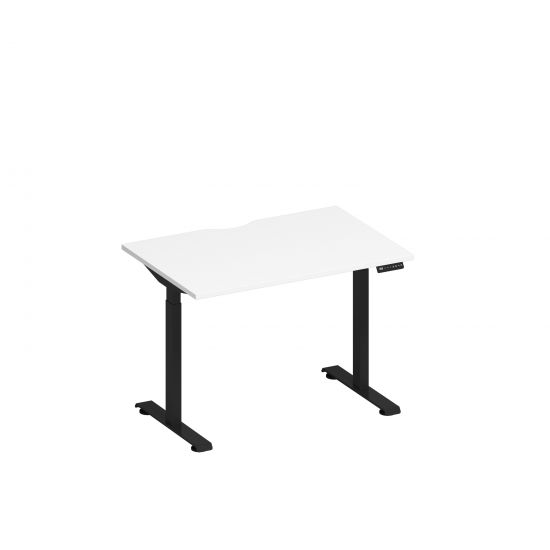 Стол письменный на электроприводе с вырезом белый премиум / черный гладкий