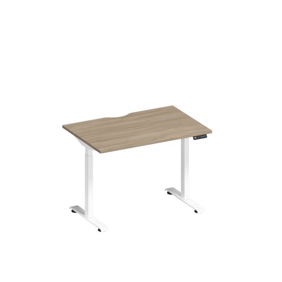 Стол письменный на электроприводе с вырезом дуб скандинавский / белый гладкий