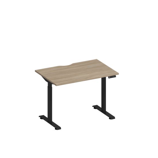 Стол письменный на электроприводе с вырезом дуб скандинавский / черный гладкий