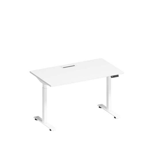 Стол письменный на электроприводе с заглушкой белый премиум / белый гладкий