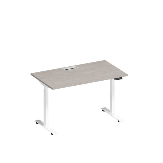 Стол письменный на электроприводе с заглушкой дуб шамони/ белый гладкий