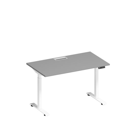 Стол письменный на электроприводе с заглушкой серый / белый гладкий