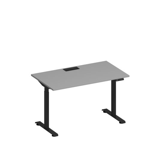 Стол письменный на электроприводе с заглушкой серый / черный гладкий