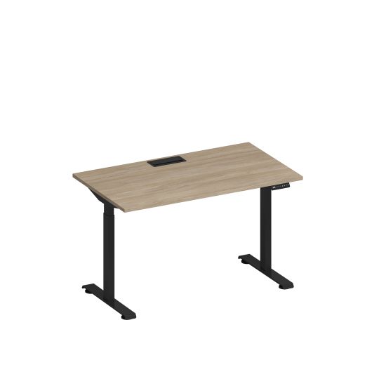 Стол письменный на электроприводе с заглушкой дуб скандинавский / черный гладкий