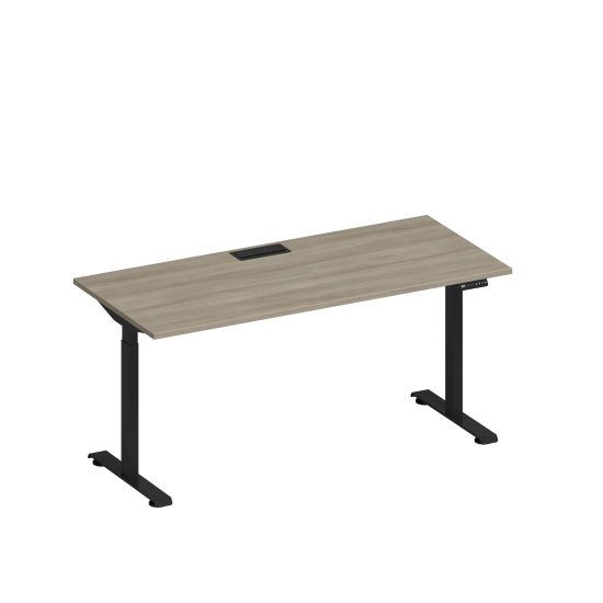 Стол письменный на электроприводе с заглушкой вяз либерти/ черный гладкий