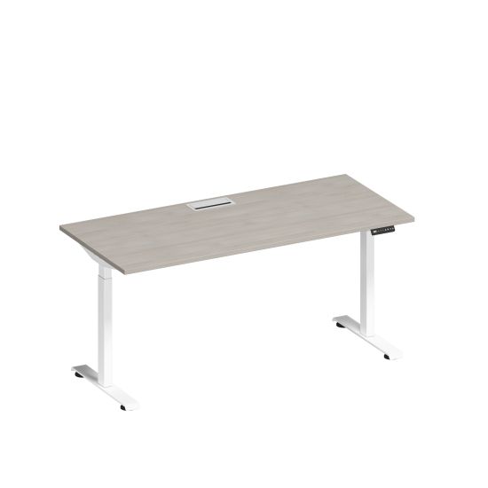 Стол письменный на электроприводе с заглушкой дуб шамони/ белый гладкий