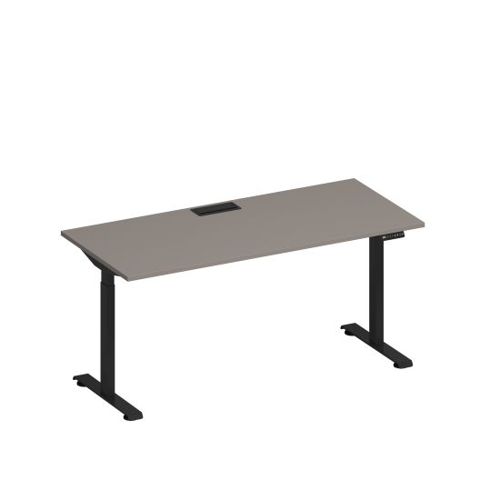 Стол письменный на электроприводе с заглушкой мокко премиум / черный гладкий