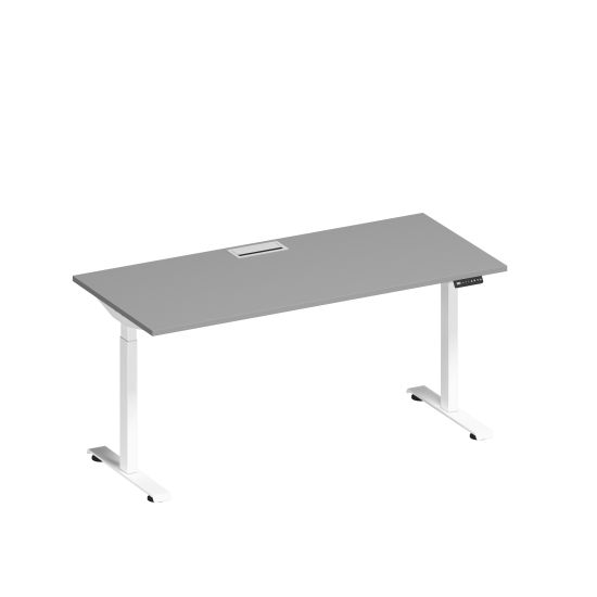 Стол письменный на электроприводе с заглушкой серый / белый гладкий