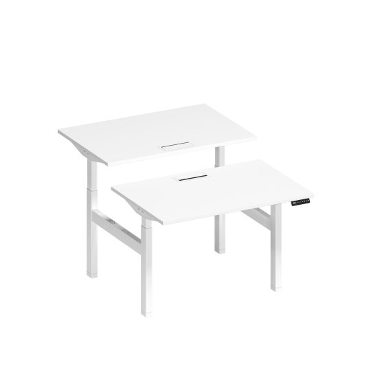 Рабочая станция на электроприводе с заглушками белый премиум / белый гладкий