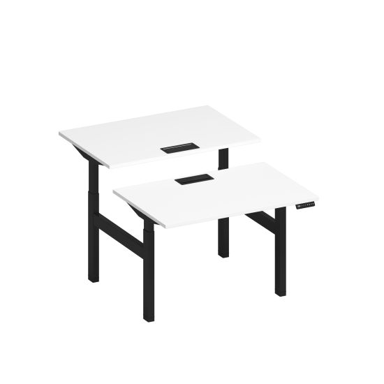 Рабочая станция на электроприводе с заглушками белый премиум / черный гладкий