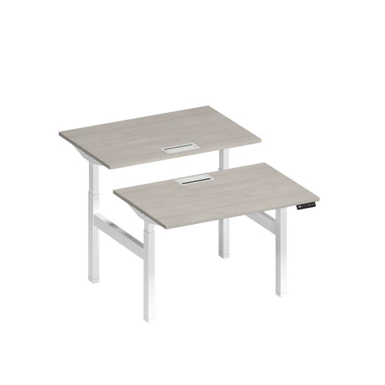 Рабочая станция на электроприводе с заглушками дуб шамони/ белый гладкий