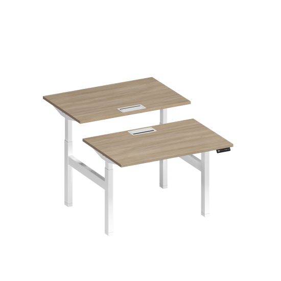Рабочая станция на электроприводе с заглушками дуб скандинавский / белый гладкий