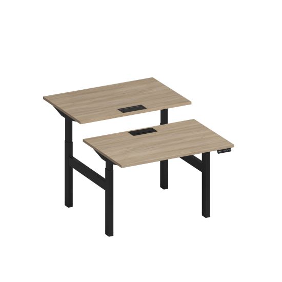 Рабочая станция на электроприводе с заглушками дуб скандинавский / черный гладкий