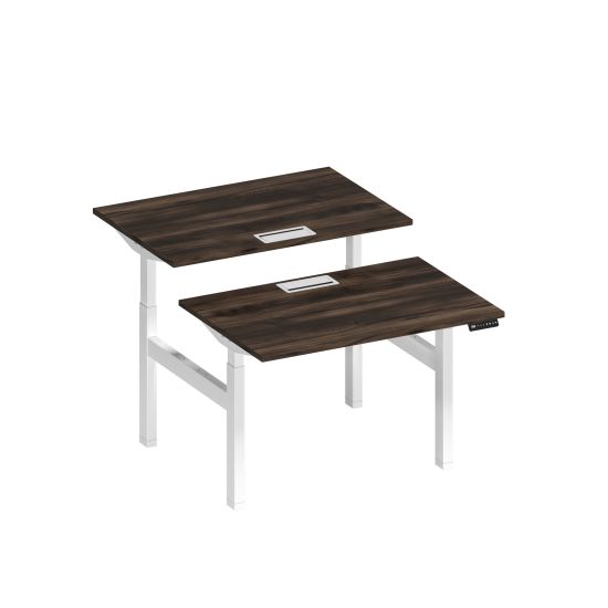 Рабочая станция на электроприводе с заглушками дуб ристретто/ белый гладкий