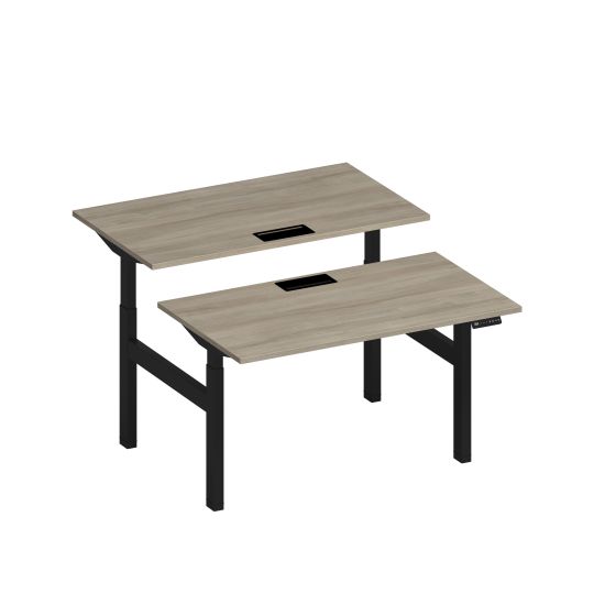 Рабочая станция на электроприводе с заглушками вяз либерти/ черный гладкий