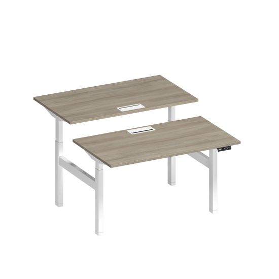 Рабочая станция на электроприводе с заглушками вяз либерти/ белый гладкий