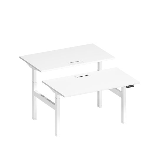 Рабочая станция на электроприводе с заглушками белый премиум / белый гладкий