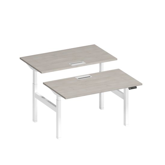Рабочая станция на электроприводе с заглушками дуб шамони/ белый гладкий
