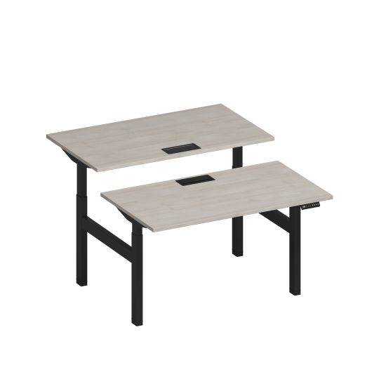 Рабочая станция на электроприводе с заглушками дуб шамони/ черный гладкий