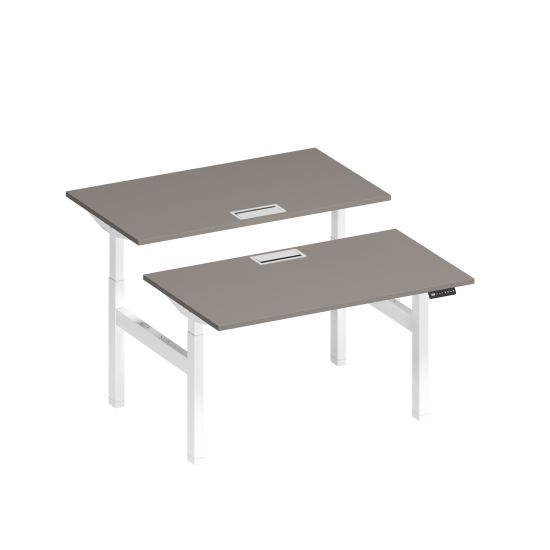 Рабочая станция на электроприводе с заглушками мокко премиум / белый гладкий