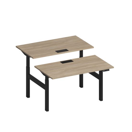 Рабочая станция на электроприводе с заглушками дуб скандинавский / черный гладкий