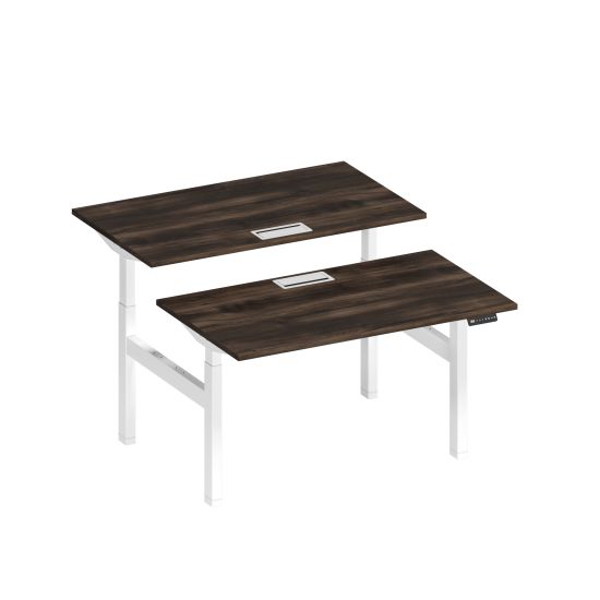 Рабочая станция на электроприводе с заглушками дуб ристретто/ белый гладкий