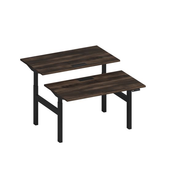 Рабочая станция на электроприводе с заглушками дуб ристретто/ черный гладкий